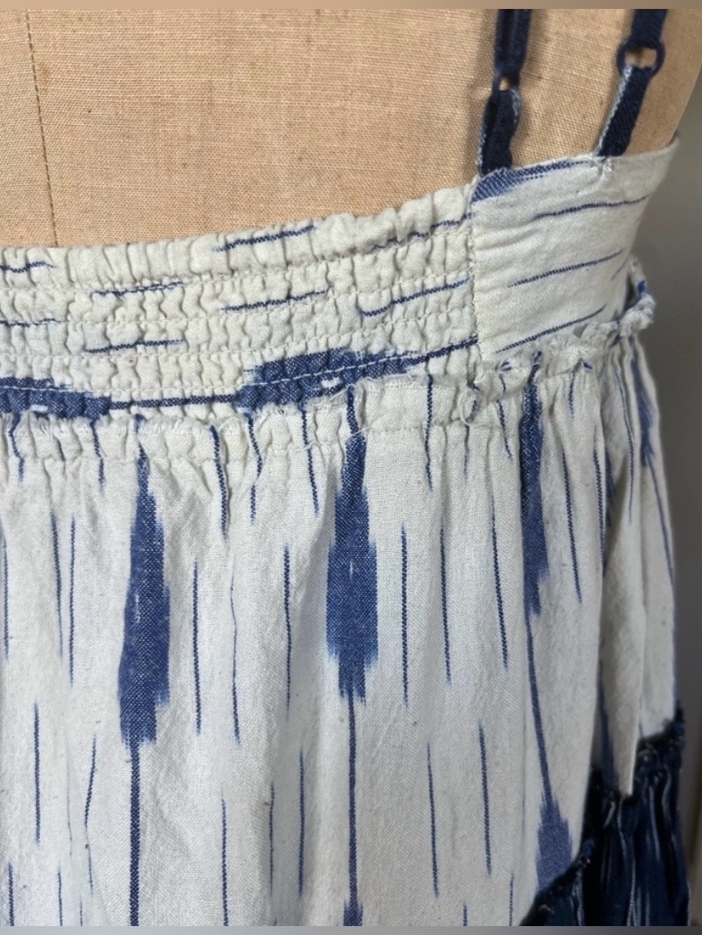 Free People Sweet Summer Blue White Cotton Dress S - Picture 7 of 16
